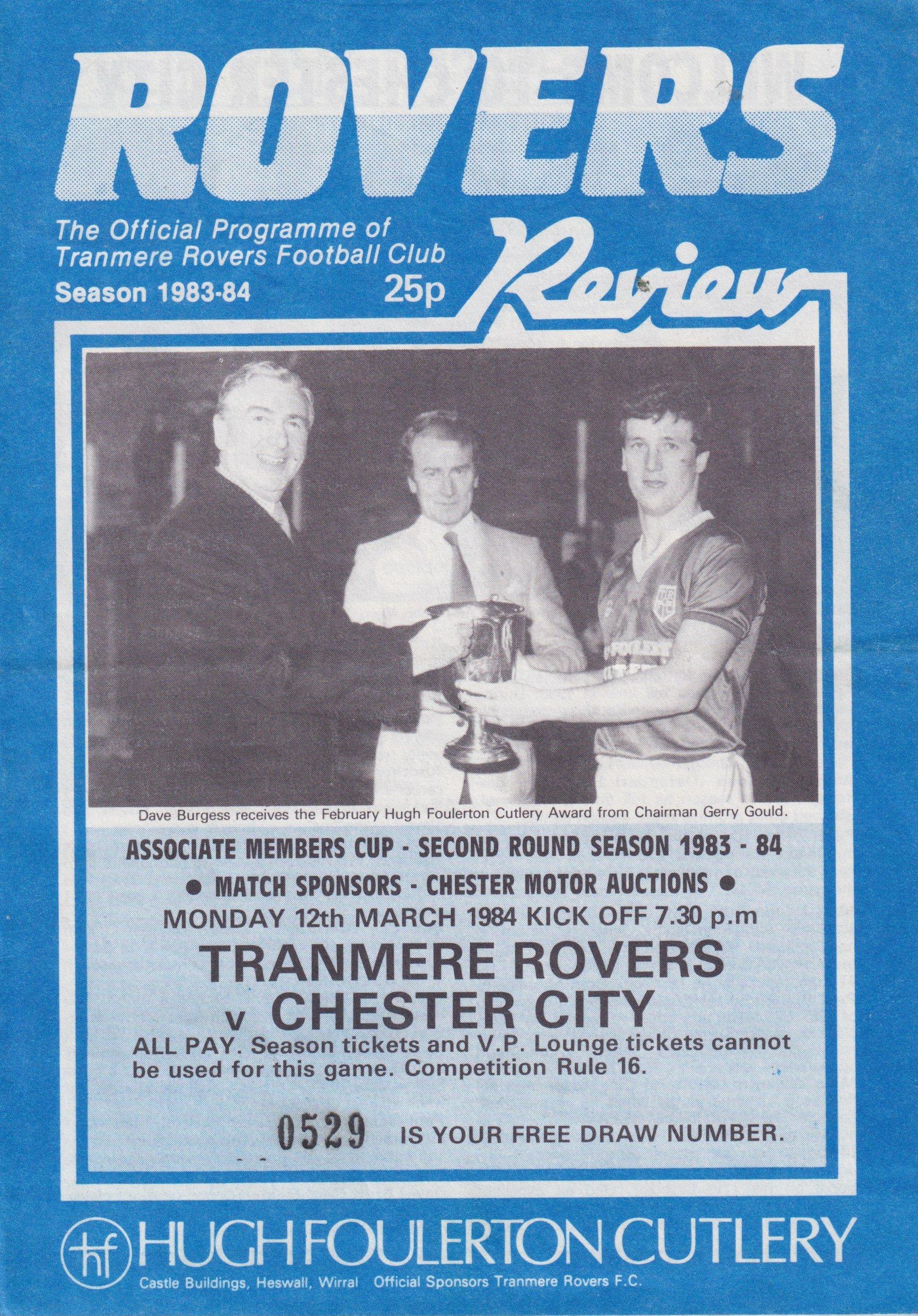 Tranmere Rovers v Chester match programme